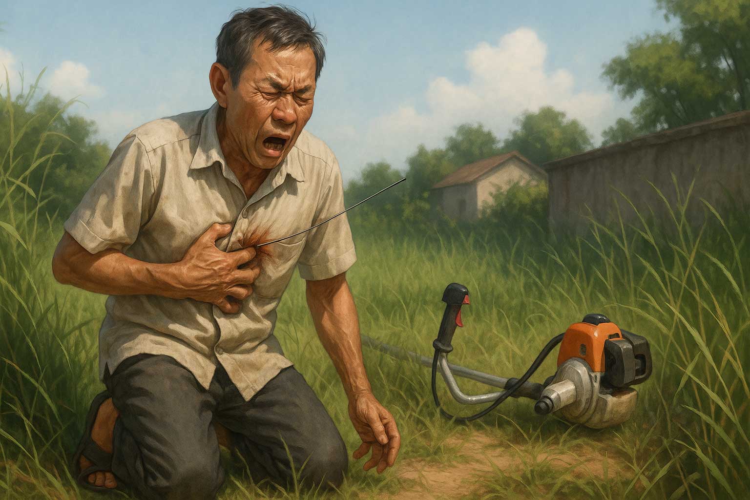 Người đàn ông 61 tuổi bị dây kẽm đâm vào lồng ngực