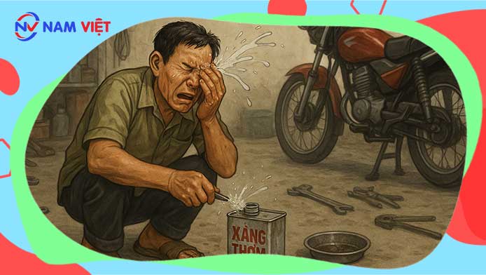 Người đàn ông bỏng mắt vì dùng xăng thơm vệ sinh không đeo kính bảo hộ