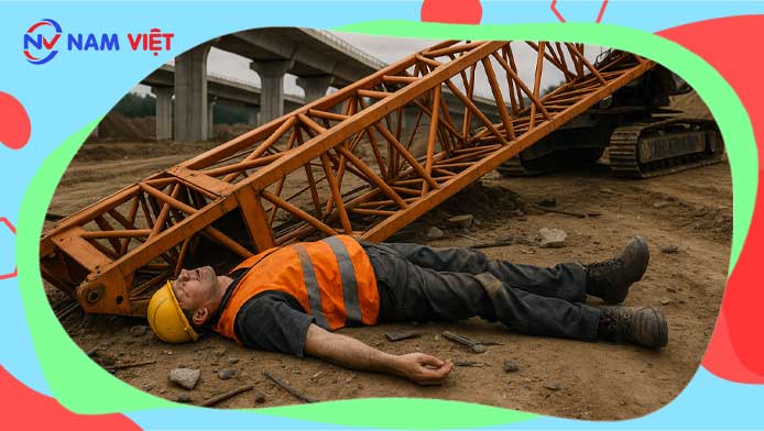 Cần cẩu đã đổ sập đè trúng một công nhân tử vong tại công trường cao tốc Đồng Nai