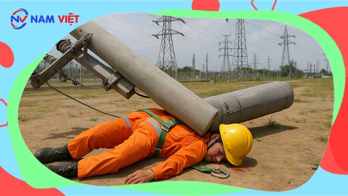Công nhân tử vong do cột điện rơi trong quá trình thi công