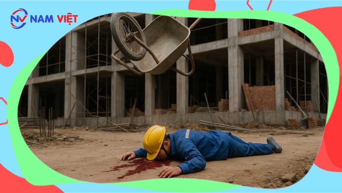 Công nhân tử vong do xe rùa công trình rơi trúng